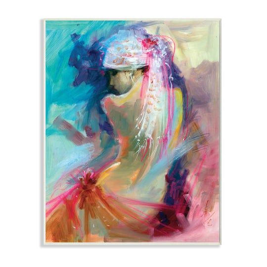 Stupell Industries Colorful Abstract Nude Female Portrait Back Wall Plaque